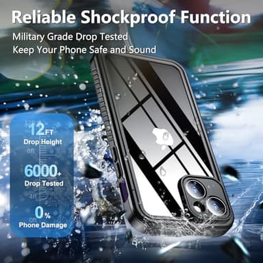 SPIDERCASE for iPhone 15 Case Waterproof, Built-in Lens & Screen Protector, Full Heavy Duty Protection, 12FT Military Shockproof, Dustproof Phone Case,Purple - Image 3