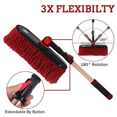 RIDE KINGS Car Duster Exterior Scratch Free, Extendable Handle, Detail Brush Kit for Vehicles, Wax Cotton Fabric, Waterless Wash Treatments，Car Care Equipment，Gifts for Men Women - Image 3