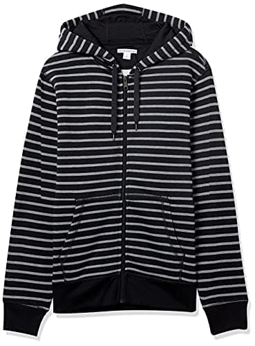 Amazon Essentials Men's Full-Zip Fleece Hoodie (Available in Big & Tall), Black Grey Stripe, Medium - Image 7