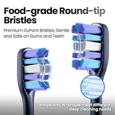 Electric Toothbrush, Marlincare Electric Toothbrush for Adults 180 Days Battery Life Rechargeable with 5 Modes, 48000VPM Motor Smart Timer IPX8, Sonic Toothbrush with 4 Brush Heads &Travel Case, Black - Image 7