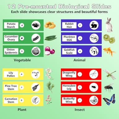 Odatay Microscope for Kids with 12 Slides, 100X-1000X 1080P Digital Handheld Kids Microscope, Mini Portable Pocket Miniscope Science Toys Gifts for 3+ 4 5 6 7 8 9 10 11 12 Year Old Boys Girls, Blue - Image 2