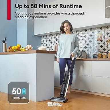 Ultenic Wet Dry Vacuum Cleaner,Cordless Vacuum Mop Combo with Self-Cleaning,Smart Mess Detection,50mins Runtime,3-in-1 Vacuum Mop for Hard Floors,Edge Cleaning,LED Display,Black,AC1 Elite - Image 5