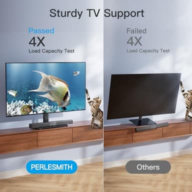 PERLESMITH Swivel Universal TV Stand/Base - Table Top TV Stand for 32-60 inch LCD LED TVs - Height Adjustable TV Mount Stand with Tempered Glass Base, VESA 400x400mm,Holds up to 88lbs PSTVS09 - Image 6