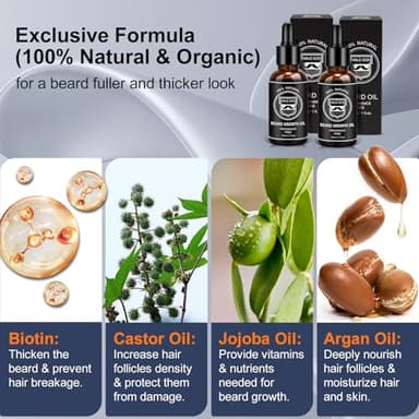 MALE GOD Beard Growth Kit, Beard Kit W/Beard Growth Oil (2 Bottles), Beard Balm, Beard Comb, Massager for Spot/Patchy Beard, Christmas Gifts for Men Him Boyfriend Husband - Image 2