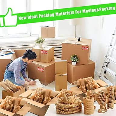 Honeycomb Packing Paper, MINHAO 15"x100' Eco Friendly Packing Paper for Moving Recyclable Honeycomb Paper Moving Supplies Bubble Paper Wrapping Protective Roll, With 36 Fragile Sticker Labels - Image 5