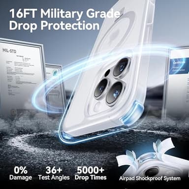 CASEKOO Designed for 16 Pro Max Case with Magnetic Invisible Stand [Military Drop Protection] [Compatible with MagSafe] Shockproof Slim Translucent Matte Promax Case 6.9 Inch，Translucent White - Image 5
