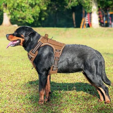 Beebiepet Heavy Duty Tactical Dog Harness for Large Dogs, No Pull Adjustable Pet Harness Reflective Service Training Easy Control Pet Vest Military K9 Working Dog Harnesses- Large, Brown - Image 2