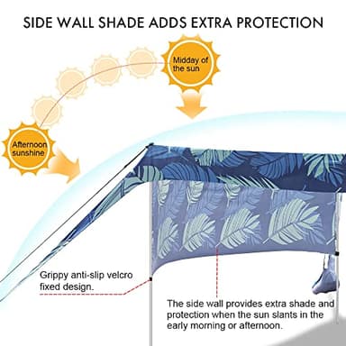 Beach Canopy Tent Shade with Sidewalls 10x10FT, 6.6FT Tall, UPF50+ Sun Shelter, Windproof & Water Resistant, Includes Guylines Sand Shovel Stability Poles, Easy Up for Beach Outdoor Camping Backyard - Image 2