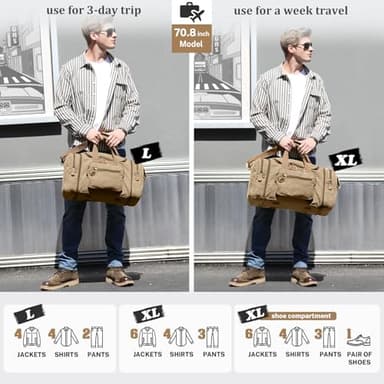 Gonex Canvas Duffle Bag for Travel, 50L Duffel Overnight Weekend Bag(Coffee) - Image 6