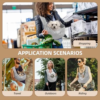 Adjustable Dog Carrier Sling - Hand-Free Dog Carriers for Small Dogs and Cats, Puppy Sling Carrier with Zipper Purse Pocket, Travel Safety Harness, Puppy Essentials (Gray) - Image 7