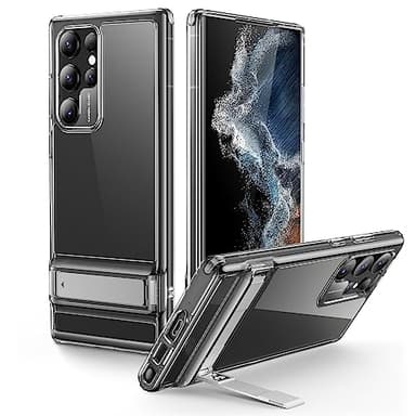 ESR for Samsung Galaxy S22 Ultra Phone Case, 3 Stand Modes Kickstand for S22 Ultra Cover, Military-Grade Drop Protection, Slim Fit, Boost Series Case, Clear - Image 1