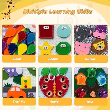 Cobelae Montessori Busy Book for Toddlers 1-3, Toddler Busy Board Felt Quiet Book for Baby, Preschool Learning Activities Educational Sensory Toy for Kids Gift - Image 2