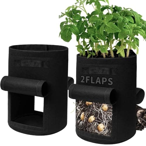 SORANGEUN 2-Pack 15-Gallon Grow Bags with 2 Flaps and Reinforced Handles,Non-Woven Potato Grow Bags, Heavy-Duty Thickened Aeration Fabric Pots for Potatoes, Tomatoes, Flowers, and Vegetables - Image 1