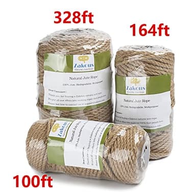 100 Feet 5mm Jute Twine, Heavy Duty Jute Rope, Natural Hemp Rope for DIY Arts Crafts, Gardening, Bundling，Home Decorating, Cat Scratching Post - Image 6