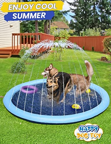 87inch Dog Splash Pad Non-Slip Large, Pet Dogs Cool Sprinkler Pool Heavy Duty XL Splash Pads Wading Pool Summer Outdoor Water Fun Gift Easy to Use/Clean - Image 2