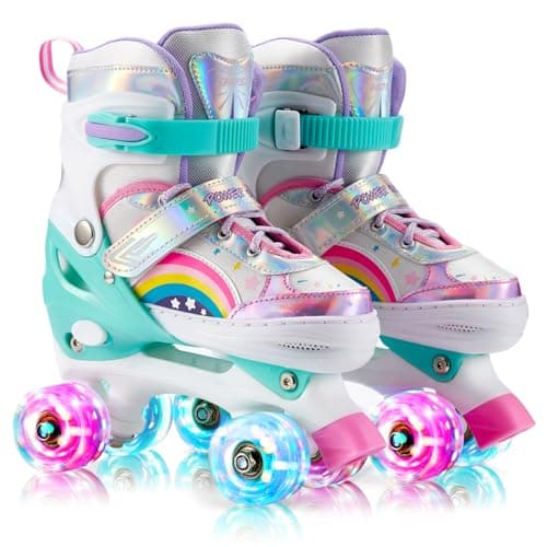SHDSL Girls Roller Skates 4 Size Adjustable Kids Roller Skates for Girls, Purple Pink Roller Skate for Boys Toddlers, Beginner Kids Roller Skate Indoor Outdoor Sports - Image 1