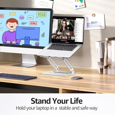 Urmust Laptop Notebook Stand Holder Adjustable Ultrabook Stand Riser Portable Compatible with MacBook Air Pro HP Dell XPS Lenovo All laptops 10-15.6"(Silver) - Image 2
