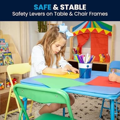 Flash Furniture Mindy Kids 5-Piece set Folding Square Table and Chairs Set for Daycare and Classrooms, Children's Activity Table and Chairs Set, Multicolor - Image 10