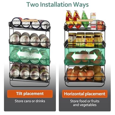 MAXIFFE 4 Tier Can Organizer for Pantry, Space-Saving Adjustable Easy Assembly Metal Sturdy Hold 48 Cans Storage Rack Holder Dispenser for Kitchen Countertop Cabinet RV, for Soda Drinks Fruits, Black - Image 5