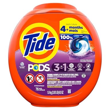 Tide PODS Liquid Laundry Detergent Soap Pacs, HE Compatible, Powerful 3-in-1 Clean in one Step, Built in Stain Removers, Spring Meadow Scent, 76 Count - Image 12