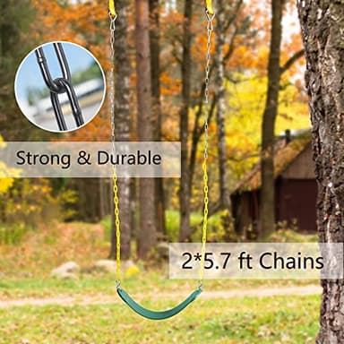 PACEARTH Swing Seat Support 660lb with 68.9 inch Anti-Rust Chains Plastic Coated 23.6 inch Tree Hanging Straps and Locking Buckles Outdoor Playground Tree Swing-Green - Image 4