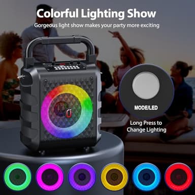 Karaoke Machine with 2 Wireless Microphones, 【2025 Upgraded 20W 6.5"Subwoofer】Portable Bluetooth Karaoke Speaker for Adults & Kids, Karaoke Microphone with PA System, Party Light, Support USB/TF/AUX - Image 4