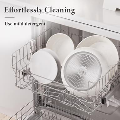 Bazova 19 Pcs Pots and Pans Set Non Stick Ceramic Cookware Set with Removable Handles, Non Toxic Induction Kitchen Cookware Sets RV Cookware,Dishwasher/Oven Safe PFAS/PTFE/PFOA Free Cream White - Image 7