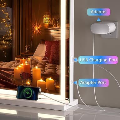 Hasipu Vanity Mirror with Lights, 32" x 22" LED Makeup Mirror, Lighted Makeup Mirror with Dimmable 3 Modes, Touch Screen Control Vanity Mirror Square White - Image 7