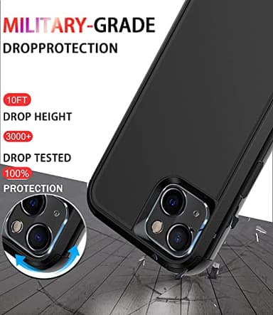 Diverbox for iPhone 13 Case [Shockproof] [Dropproof] [Tempered Glass Screen Protector + Camera Lens Protector],Heavy Duty Protection Phone Case Cover for Apple iPhone 13 (Black) - Image 3