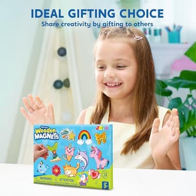 JOYIN 12 pcs Fantasy Wooden Magnets, Kids Unicorn Painting Craft, Spring and Rainy Day Activities School Art Projects, Toys for Kids Aged 3+ Birthday Easter - Image 8