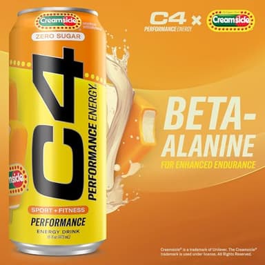 Cellucor C4 Performance Energy Drink | Zero Sugar Carbonated Preworkout Energy | 200mg Caffeine with Beta Alanine | Orange Creamsicle | 16 Fl Oz (12 Pack) - Image 6
