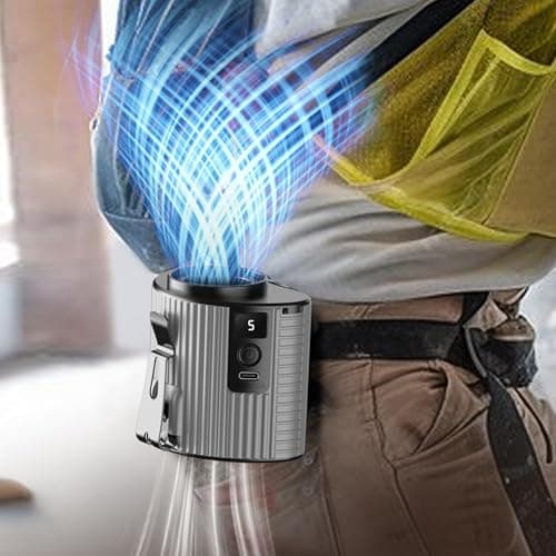 MORECORE Portable Waist Clip Fan, 5-Speed Strong Cooling Airflow, Rechargeable Hands-free Wearable Belt Fan, 20HRS Long Working Time for Jobsite Outdoor Farm Fishing Camping-Grey - Image 1