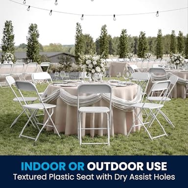Flash Furniture Hercules Set of 10 Indoor/Outdoor Heavy-Duty Plastic Folding Chairs, Foldable Commercial Stacking Chairs with 650-lb. Static Weight Capacity, White - Image 4