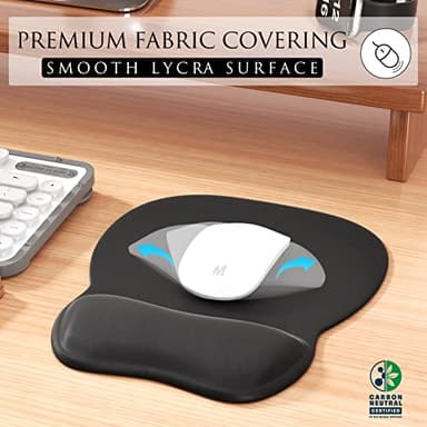 MROCO Ergonomic Mouse Pad with Gel Wrist Rest, Comfortable Mousepad with Smooth Wrist Support Surface and Non-Slip PU Base for Pain Relief, Computer, Laptop, Office & Home, 9.4 x 8.1 in, Black Color - Image 2