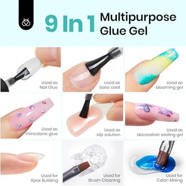 Beetles 9 in 1 Nail Glue Gel for Nail Tips and Clear Acrylic Nails Long Lasting, Curing Needed UV Extension Glue for False Nail Tips and Press on Nails, Fall Halloween Nails - Image 3
