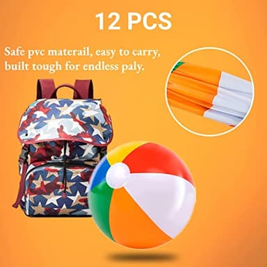 UMUACCAN Beach Ball 12 Pack - 12'' Inflatable Beach Balls for Kids Bulk, Swimming Pool Toys Beach Toys for Summer Water Games, Hawaiian Tropical Theme Party Decorations Favors Supplies - Image 2