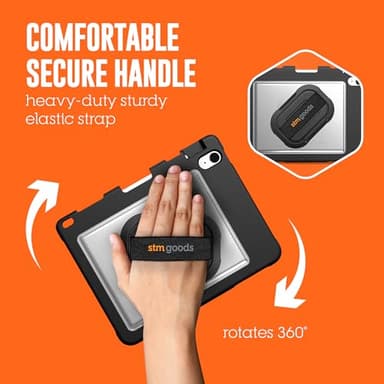 STM Goods Dux Swivel for iPad 9th/8th/7th Gen Case: 360° Rotating Stand & Hand Strap - Rugged Protection with Apple™ Pencil Storage, Clear PC Back Ideal for Frontline & Service Workers - Black - Image 4