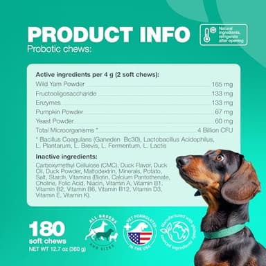 Probiotics for Dogs Gut Health, Digestion, Immunity, Yeast Balance, Itchy Skin, Allergies Support - Dog Probiotic Chews with Digestive Enzymes for Gut Flora- Soft Treats with Pumpkin and Yeast Powder - Image 7