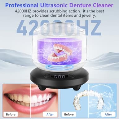 2025 Ultrasonic Retainer Cleaner for Dentures & Aligner, Durable Removable Base and Top Cover, Denture Cleaner Machine with 4 Modes for Mouth Guards, Jewelry, Rings, etc (Black) - Image 4
