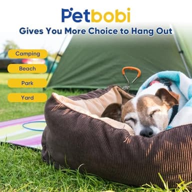 Petbobi Dog Tie-Out Cable and Stake - 20ft Heavy Duty Cable with Spring, No Tangle, 16in Ground Stake, Ideal for Yard, Camping and Beach, Suitable for Small Medium Large Dogs Up to 120 lbs, Blue - Image 5