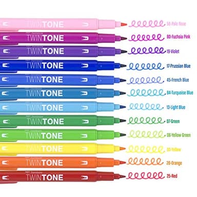 Tombow 61526 TwinTone Marker Set, Rainbow, 12-Pack. Double-Sided Markers Perfect for Planners, Journals, Doodling, and More! - Image 8