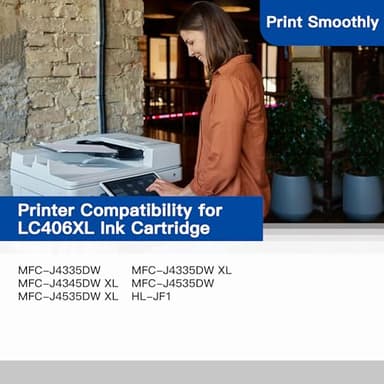 LC406XL High Yield Ink Cartridge for Printer for Brother LC406 Ink Cartridges LC406XL LC 406 XL use with Brother MFC-J4535DW MFC-J4335DW MFC-J5855DW MFC-J6555DW Printer (4 Pack) - Image 3