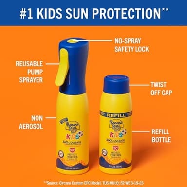 Banana Boat 360 Coverage Kids Sunscreen Mist SPF 50 Refill | Kids Spray Sunscreen, Non Aerosol SPF 50 Spray, Childrens Sunblock, 360 Coverage Refill, 5.5Fl Oz - Image 6