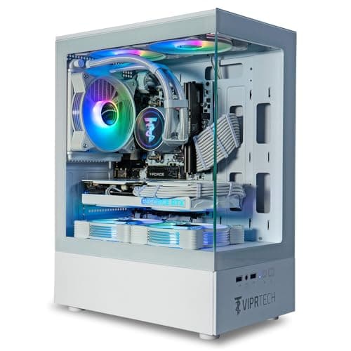 ViprTech Stryker 3.0 Liquid-Cooled PC - AMD Ryzen 7 (4.1GHz Turbo), RTX 3060 12GB, 32GB DDR4 3200, 1TB NVMe SSD, 700W PSU, WiFi BT, Win 11 Pro, RGB, Gaming Desktop Computer Prebuilt, White - Image 1
