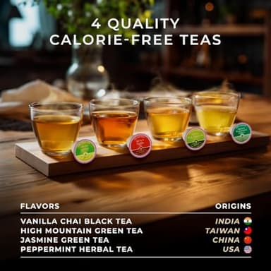 Gya Tea Co Evening Calm Tea Gift Set (24 ct) - Assorted Tea Pod Variety Pack with Vanilla Chai, Peppermint, High Mountain, Jasmine Green 4 Flavors for Night Rest, Digestion & Relaxation - Image 4