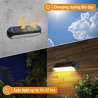 WdtPro Solar Fence Lights 6 Pack, Waterproof Solar Outdoor Lights Led Warm White & Color Changing, Deck Light Solar Powered for Outside Patio, Wall, Step, Yard, Stairs, Garden Decor - Image 3