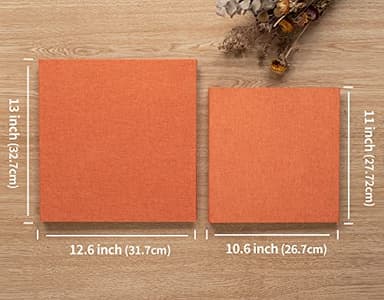 HoneyTolly Large Photo Album Self Adhesive 4x6 8x10 10x12 13"x12.8" Magnetic Scrapbook Album 12.6"x11" Inch 60 Sticky Pages Linen Cover DIY Photo Album with A Metallic Pen and DIY Stickers(Orange) - Image 6