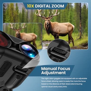 WISHBETY Night Vision Goggles,4K Night Vision Binoculars for Adults,Thermal Binoculars with 10X Zoom & 9-Level Infrared,32GB TF Card Included,Photo & Video Recording,Compact Design,Ideal Gifts for Men - Image 3