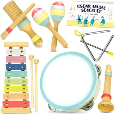 MINIARTIS Baby Musical Instruments Set - Montessori Musical Toys for Toddlers 1-3 | Modern Boho Kids Xylophone with Songbook | Neutral Colors Wooden Percussion Instruments | Preschool Educational 3+ - Image 8