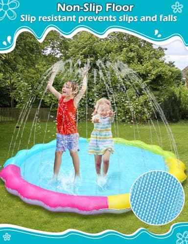 Jasonwell Splash Pad Sprinkler for Kids Splash Play Mat Outdoor Water Toys Inflatable Splash Pad Baby Toddler Pool Boys Girls Children Outside Backyard Dog Sprinkler Pool Age 1 2 3 4 5 6 7 8 9 M - Image 2